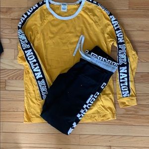 Pink room 2 piece yoga set M top L bottom